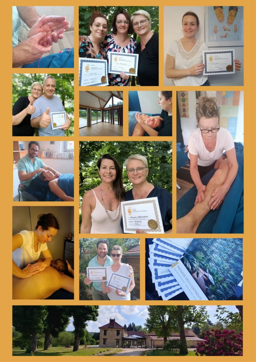 Photos des sages de formation des Praticiens en Massages des 5 continents