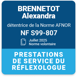 Logo norme AFNOR Alexandra Brennetot Réflexologue à Limours